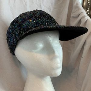 Iridescent Large Billed Sequined Cap - EUC